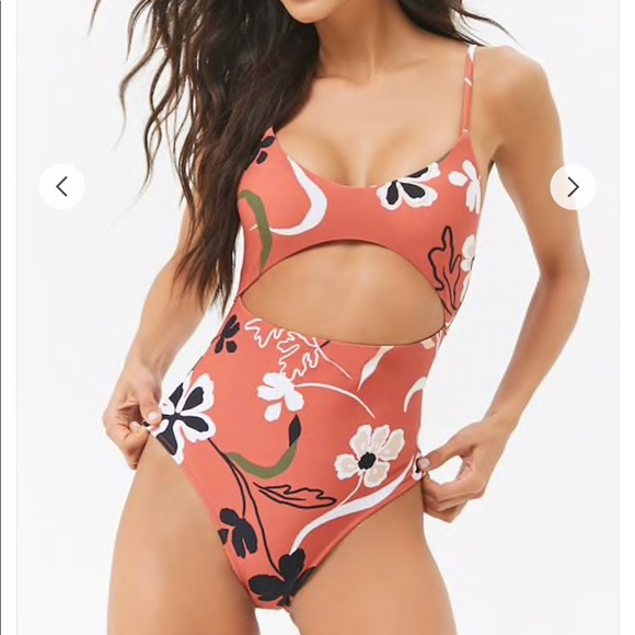 floral cut out swimsuit